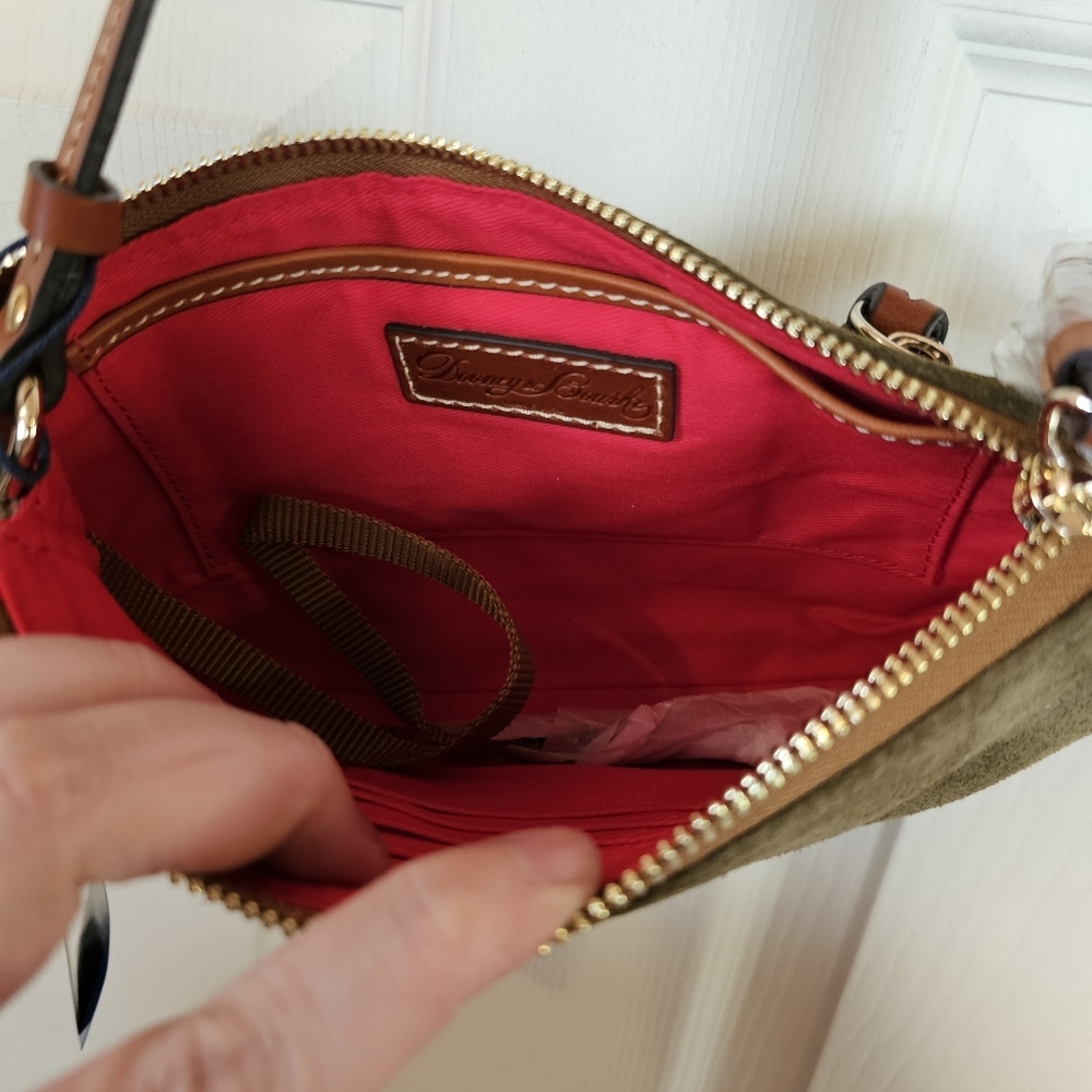 Dooney & Burke Suede Slim Crossbody Leather Equestrian Inspired Bag - Picture 8 of 13